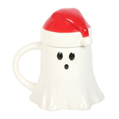 Something Different Merry Creepmas Ghost With Santa Hat 500Ml Mug White/red (One Size)
