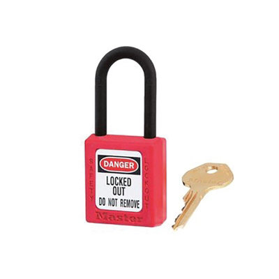 Master Lock Non-Conductive Lockout Padlock Multi Colour (S406Red Lockout PadlockPlastic Shackle 38mm) from B&Q