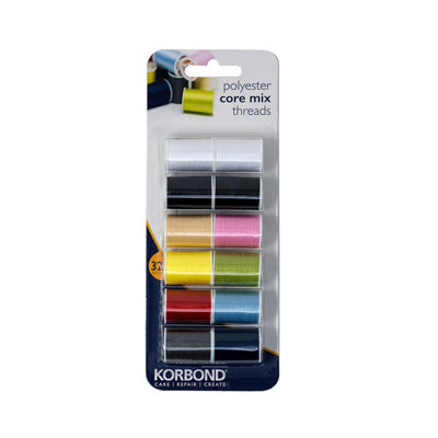 Korbond Polyester Core Mix Thread Blister Pack One Colour (One Size) from B&Q
