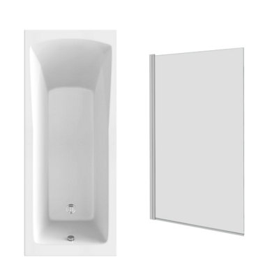 Sundaze 1700 X 700mm Rectangular Shower Bath With Pivot Glass Screen Chrome from B&Q