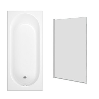 Sundaze 1500 X 700mm Rectangular Shower Bath With Pivot Glass Screen Chrome