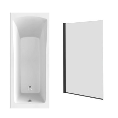 Sundaze 1700 X 700mm Rectangular Shower Bath With Pivot Glass Screen Black from B&Q