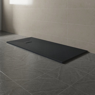 Sundaze 1800 X 800mm Smc Black Rectangle Slate Effect Bathroom Shower Tray