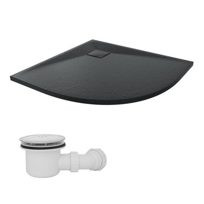 Sundaze 800 X 800mm Smc Black Quadrant Slate Effect Shower Tray With Fluidmaster 90mm Fast Flow Waste from B&Q