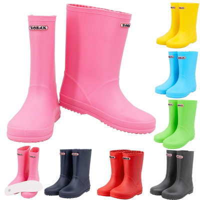 B&Q -  Child Kids Rain Boots Wellington Junior Wellies Waterproof Pink (Eu 33 / 2 Uk)