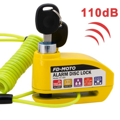 Fd-Moto Ukca & Ce Approved Motorcycle Alarm Disc Lock Motorbike Security With Cable Yellow from B&Q