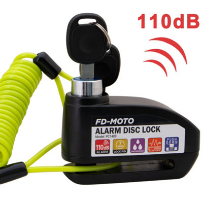 Fd-Moto Ukca & Ce Approved Motorcycle Alarm Disc Lock Motorbike Security With Cable Black from B&Q