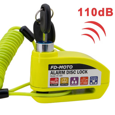 Fd-Moto Ukca & Ce Approved Motorcycle Alarm Disc Lock Motorbike Security With Cable Green from B&Q