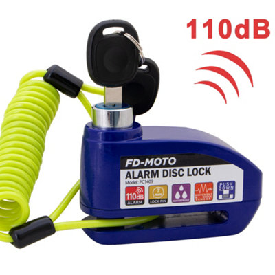 Fd-Moto Ukca & Ce Approved Motorcycle Alarm Disc Lock Motorbike Security With Cable Blue from B&Q