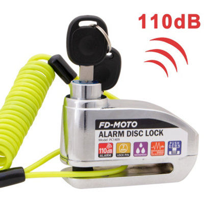Fd-Moto Ukca & Ce Approved Motorcycle Alarm Disc Lock Motorbike Security With Cable Silver from B&Q