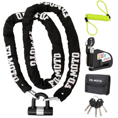 Fd-Moto 2.0M X 10mm Motorcycle Chain Lock And Black Brake Alarm Disc Lock Motorbike Reminder from B&Q