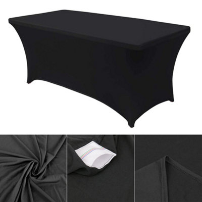 Time To Sparkle 3Pcs 6Ft Elastic Spandex Table Cover Tablecloth Rectangular Black Wedding from B&Q