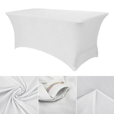 Time To Sparkle 4Pcs 6Ft Elastic Spandex Table Cover Tablecloth Rectangular Wedding White from B&Q