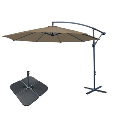 Sundaze 3M Taupe Banana Parasol Cantilever Hanging Parasol Umbrella With Crank FunctionBase Weights from B&Q