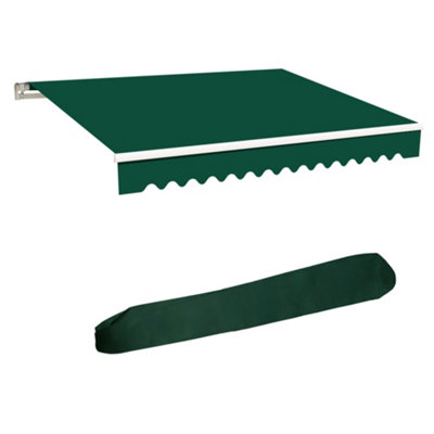 Sundaze Retractable Awning Canopy Garden Sun Shade Shelter 3M X 2.5M Green With Rain Cover from B&Q