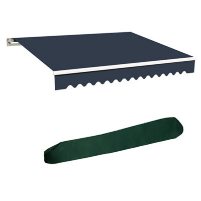 Sundaze Retractable Awning Canopy Garden Sun Shade Shelter 3.5M X 2.5M Blue With Rain Cover from B&Q