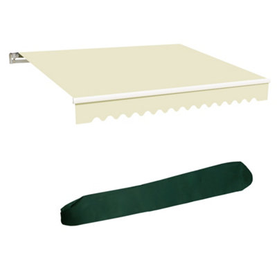 Sundaze Retractable Awning Canopy Garden Sun Shade Shelter 3.5M X 2.5M Cream With Rain Cover from B&Q