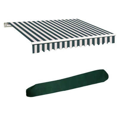 Sundaze Retractable Awning Canopy Garden Sun Shade Shelter 3.5M X 2.5M Green And White With Rain Cover from B&Q