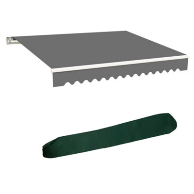 Sundaze Retractable Awning Canopy Garden Sun Shade Shelter 3.5M X 2.5M Grey With Rain Cover from B&Q