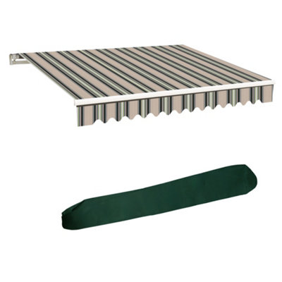 Sundaze Retractable Awning Canopy Garden Sun Shade Shelter 3.5M X 2.5M Multi-Stripe With Rain Cover from B&Q