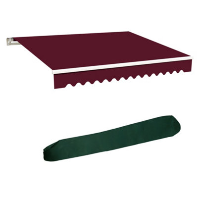 Sundaze Retractable Awning Canopy Garden Sun Shade Shelter 3.5M X 2.5M Wine Red With Rain Cover from B&Q