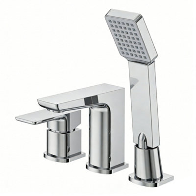 SunDaze Chrome 3-Hole Deck Mounted Bath Filler Shower Mixer Tap With Hand Shower Head from B&Q