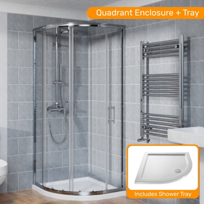 Sundaze 700 X 700mm Chrome Quadrant Shower Enclosure Corner Entry Sliding Door With Shower Tray from B&Q