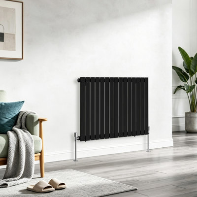 B&Q -  Horizontal Flat Panel Single Designer Radiator Central Heating Rads 600X1020mm Black