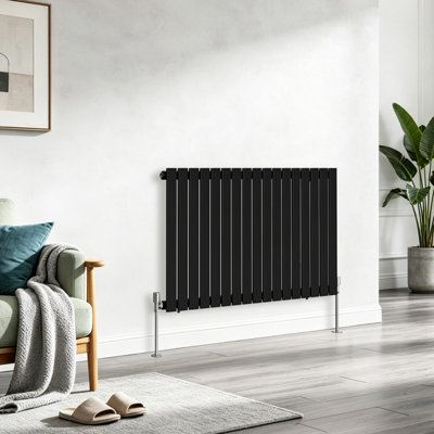 B&Q -  Horizontal Flat Panel Single Designer Radiator Central Heating Rads 600X1156mm Black