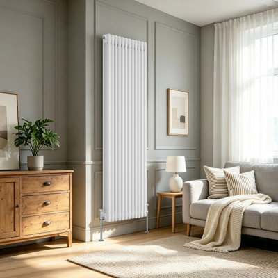 B&Q -  1800X562mm Vertical Cast Iron Style Traditional 3 Column Radiator White