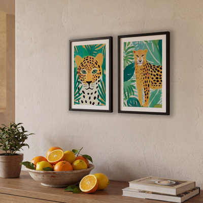Arthouse Cheetah Green & Orange Wall ArtSet Of 2 (H)40Cm X (W)30Cm from B&Q