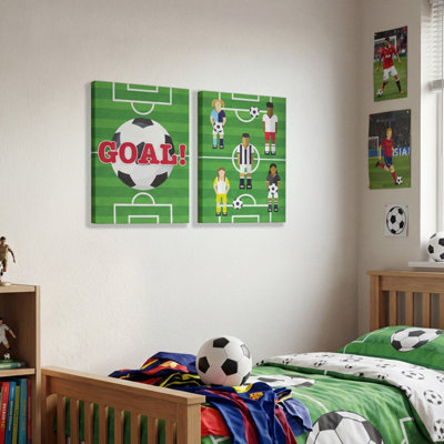 Arthouse Football Green Canvas ArtSet Of 2 (H)40Cm X (W)30Cm from B&Q