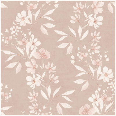Arthouse Delicate Floral Trail Wallpaper Blush Pink White Blossoms Feature Wall Botanical from B&Q