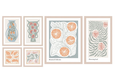 6-In-1 Abstract Botanicals Canvas Set - Size: 66 X 48 X 2.5Cm - Wilko Multicoloured Arthouse - Image 4