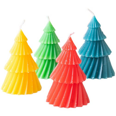 Something Different Christmas Tree Candles (Pack Of 4) Yellow/red/blue/green (One Size) from B&Q