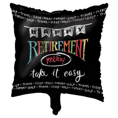 Creative Party Happy Retirement Chalk Sketch Foil Balloon Black/multicoloured (One Size) from B&Q