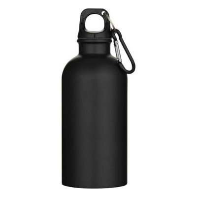  - Floso Oregon Matte Recycled Stainless Steel 400Ml Carabiner Water Bottle Solid Black (One Size)