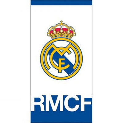 Real Madrid Cf Crest Beach Towel White (One Size) from B&Q