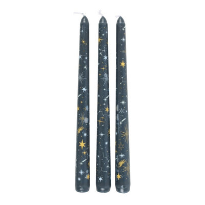 Something Different Starry Night Taper Candle (Pack Of 3) - Dark Blue - Image 3