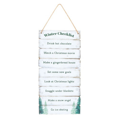 Something Different Winter Wonderland Checklist Hanging Sign White/green/brown (One Size) from B&Q