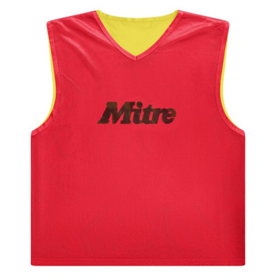 B&Q Mitre Mens Pro Logo Reversible Training Bib Red/Yellow (M-L)