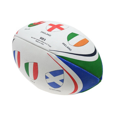 Gioco International Tournament Themed Rugby Ball White/multicoloured (5)