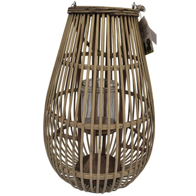 B&Q -  Ellipse Medium Candle Lantern Brown (One Size)