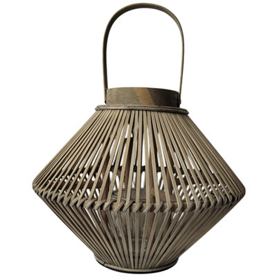B&Q -  Wicker Cone Candle Lantern Brown (One Size)