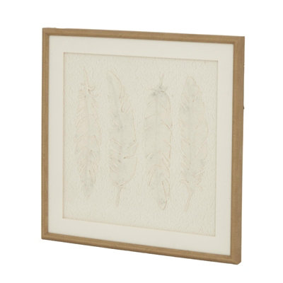 B&Q -  Alta Feathers Framed Art Print Brown/white/grey (One Size)