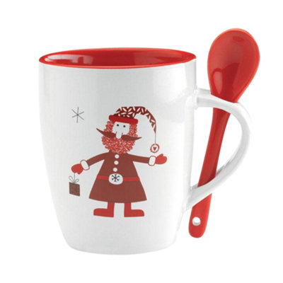Midocean Claus 250Ml Mug & Spoon Set White/red (One Size) from B&Q