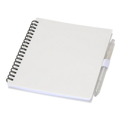 B&Q White Floso Niove Soft Cover Recycled Plastic Notebook & Pen Set (One ) Size 1