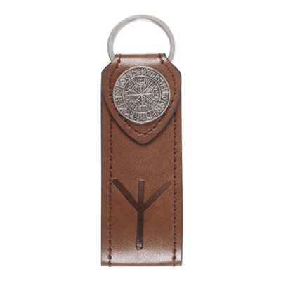  - Something Different Protection Viking Rune Faux Leather Keyring Brown/silver (One Size)