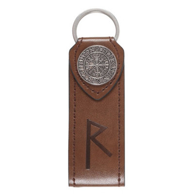  - Something Different Journey Viking Rune Faux Leather Keyring Brown/silver (One Size)