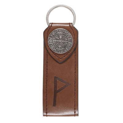  - Something Different Joy Viking Rune Faux Leather Keyring Brown/silver (One Size)
